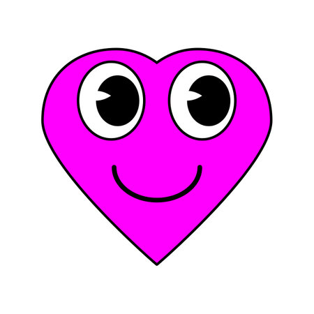 Groovy Cartoon funny cartoon smile geometric shape comic characters, vintage pink heartのイラスト素材
