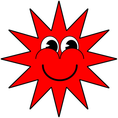 Groovy Cartoon funny cartoon smile geometric shape comic characters, vintage red starのイラスト素材