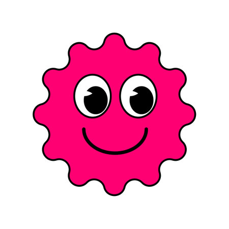 Groovy Cartoon funny cartoon smile geometric shape comic characters, vintage red starのイラスト素材