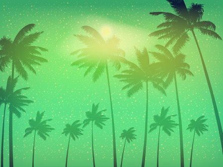 Ocean view palms, seashore, horizon banner vectorのイラスト素材