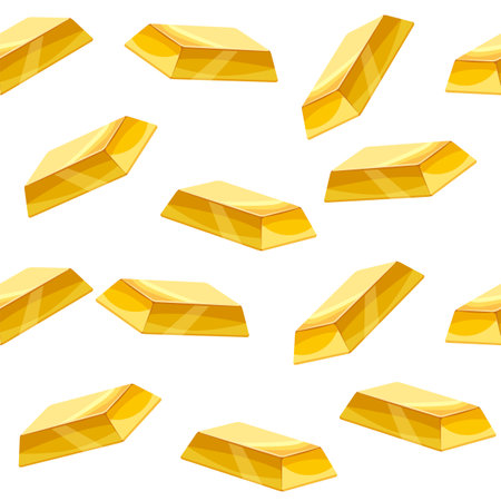 Gold bar seamless pattern, bullions golden treasury luxury richのイラスト素材