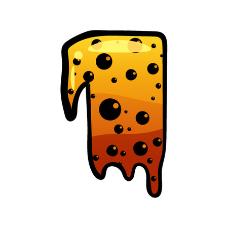 Halloween font number 1 latin alphabet. Orange bubbling colorful spookyのイラスト素材