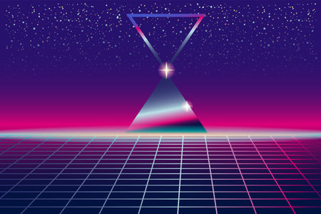 Synthwave retro banner vaporwave aesthetic backgroundのイラスト素材