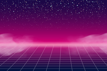 Synthwave retro banner vaporwave aesthetic backgroundのイラスト素材
