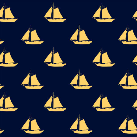 Sailboat seamless pattern, vector illustrationのイラスト素材
