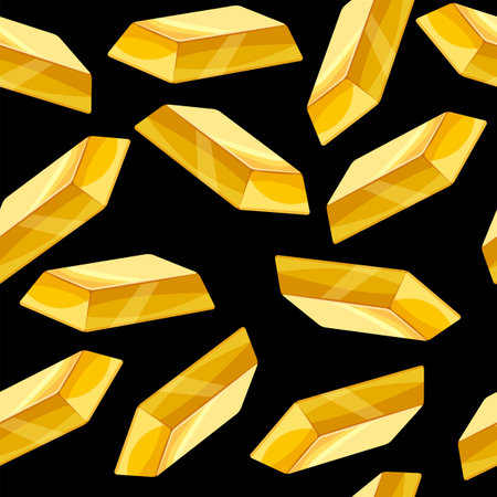 Gold bar seamless pattern, bullions golden treasury luxury richのイラスト素材
