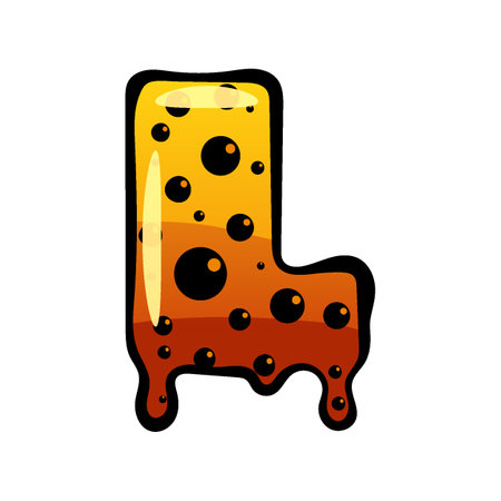 Halloween font letter L latin alphabet. Orange bubbling colorful spookyのイラスト素材