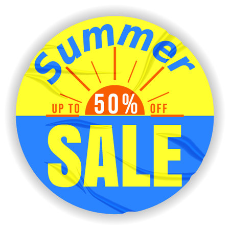 Glued paper with wrinkles effect realistic Summer Sale banner background stickerのイラスト素材