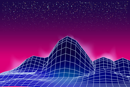 Synthwave retro banner vaporwave aesthetic backgroundのイラスト素材