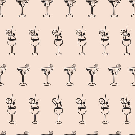 Seamless pattern Cocktail beverages sketch backgroundのイラスト素材