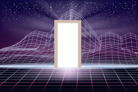 Synthwave retro banner vaporwave aesthetic backgroundのイラスト素材
