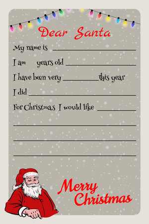 Template Christmas kid letter to Santa Clausのイラスト素材