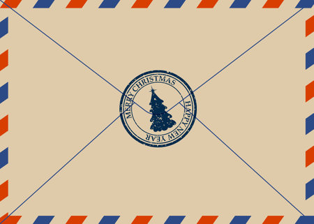 Christmas letter Santa Claus postcard retroのイラスト素材