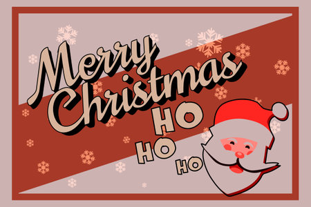 Template Merry Christmas retro banner Santa Ho-Ho-Hoのイラスト素材