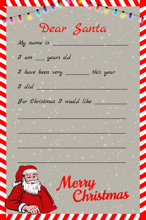 Christmas kid letter to Santa Claus templateのイラスト素材