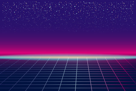 Synthwave retro banner vaporwave aesthetic backgroundのイラスト素材