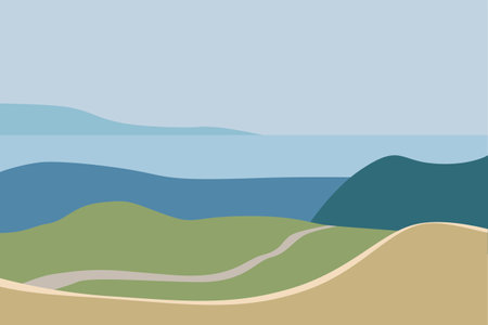 Minimal abstract landscape mountain, minimal flat styleのイラスト素材
