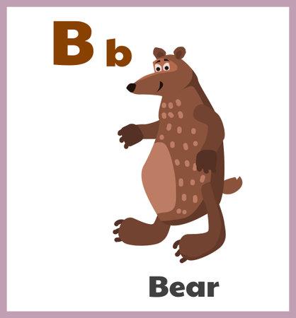 Bear letter B english alphabet card childrenのイラスト素材