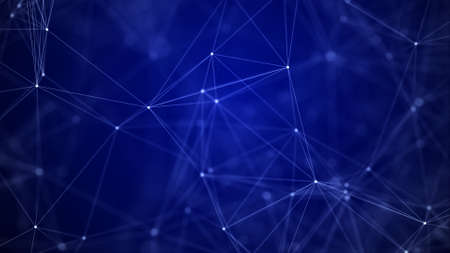 Abstract background with moving lines and dots. network connection. Worldwide connection to the Internet. 3d rendering.の写真素材