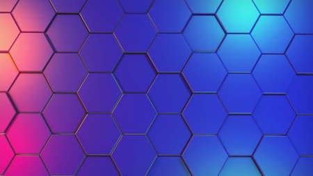Abstract hexagonal background. Hexagon 3d illustration. The concept of futuristic technology. geometric data. 3d renderingの写真素材