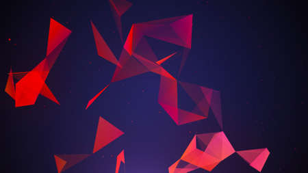 3D illustration of a geometric shape. Futuristic network connection concept with triangles. Abstract polygonal space on a dark background. 3d renderingの写真素材