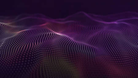 Abstract glowing 3D wave of particles. The concept of technology. Futuristic background....