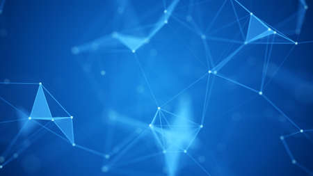 network connection. abstract technological background. Visualization of big data. Moving dots and lines that create geometric shapes. 3d rendering.の写真素材
