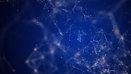 Abstract background with moving lines and dots. The concept of big data. network connection....