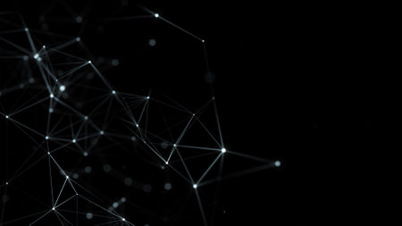 Abstract background with moving lines and dots. network connection. Visualization of big data. 3d...