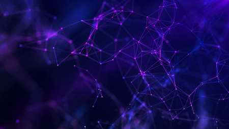 Abstract background with moving lines and dots. The concept of big data, technology and science....