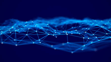A wave of connecting lines and dots. The concept of big data and technology. Abstract background...