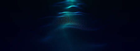 Futuristic blue particle wave. The concept of big data. network connection. Cybernetics. abstract...