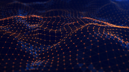 A wave of connecting lines and dots. The concept of big data. Abstract background of dots and lines....
