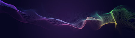Abstract background with dynamic waves. Visualization of the data flow. An active musical wave....
