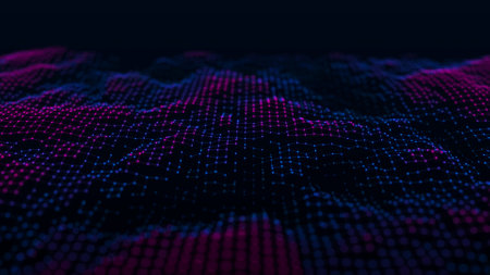 Abstract background with dynamic waves. Visualization of the data flow. An active musical wave....