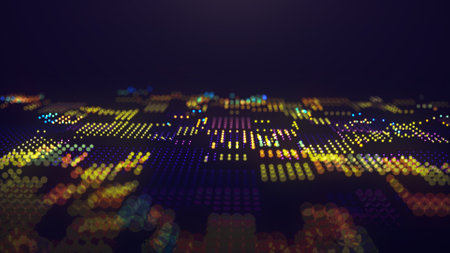 Abstract background with dynamic waves. Visualization of the data flow. An active musical wave....