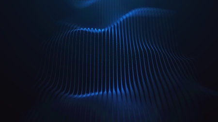 Futuristic waves of lines. digital data flow. The concept of big data. network connection. Cybernetics and technology. Abstract dark background. 3d rendering.の写真素材