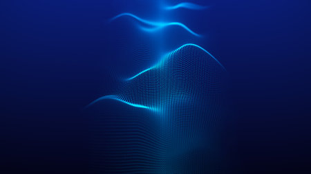 Futuristic glowing wave. The concept of big data. Network connection. Cybernetics. Abstract dark...