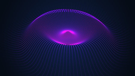 Futuristic internet connection network. The concept of big data. The wave effect of the web. The effect of particle oscillation. 3D renderingの写真素材