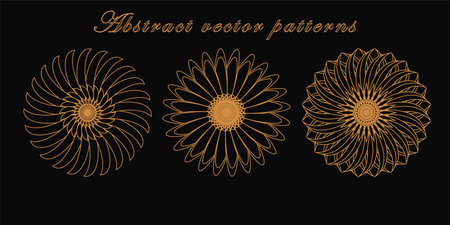 A set of halftone patterns. creative stamps. Abstract round pattern. Lace motif. vector illustration.のイラスト素材