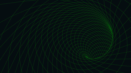 Abstract tunnel with mesh structure. 3D grid of tunnels and corridors on a dark background. vector...