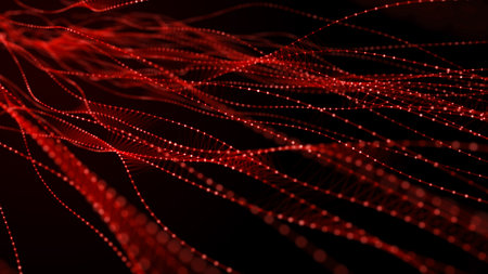 Dna from a moving wave and particles. Abstract dark background. The science of medicine....