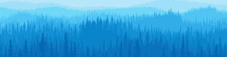 Hills and mountains covered by forestのイラスト素材
