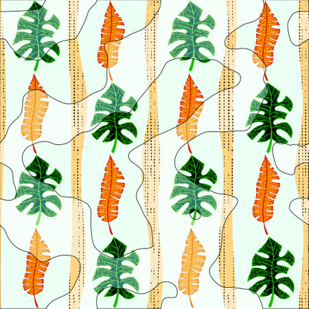 Seamless pattern tropical leaves, vector designのイラスト素材