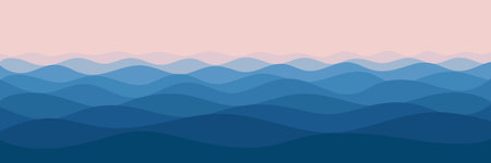 Vector drawing of waves on the sea, natural backgroundのイラスト素材