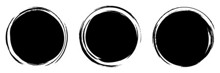 Set of grunge circles elements, black isolated on white background, vector designのイラスト素材