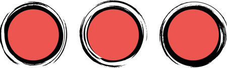 Set of grunge circles elements, black and red, isolated on white background, vector designのイラスト素材