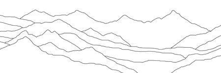 Curved lines, imitation of mountain ranges, vector background, minimalismのイラスト素材