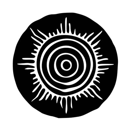 Round sketch, sun symbols in ethnic style, vector illustrationのイラスト素材
