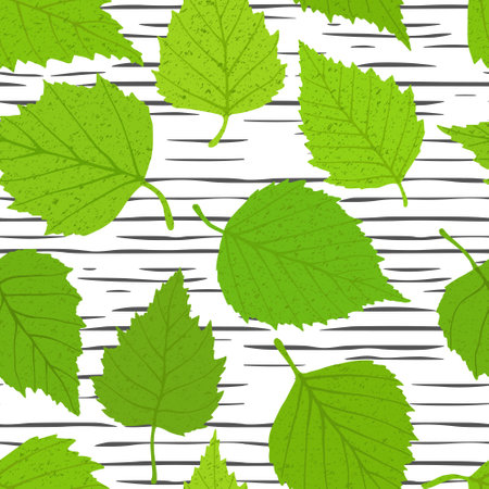Seamless pattern, spring birch leavesのイラスト素材